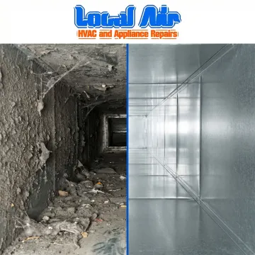 Before and after comparison of dirty and clean air ducts