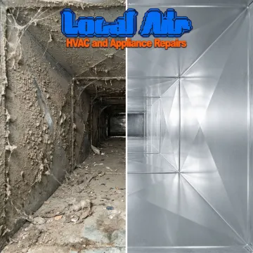 Before and after comparison of cleaned air ducts showing improved airflow