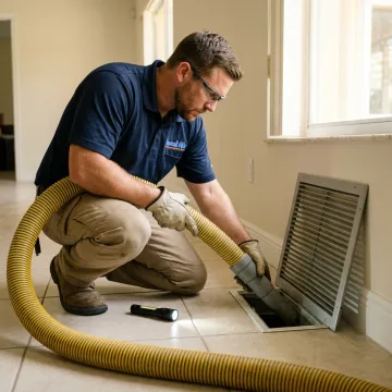 Air duct cleaning equipment in use