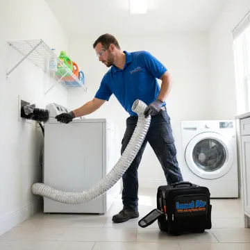 Technician cleaning a dryer vent in Parkland home