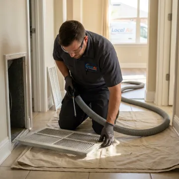 Air duct cleaning equipment connected to home vents