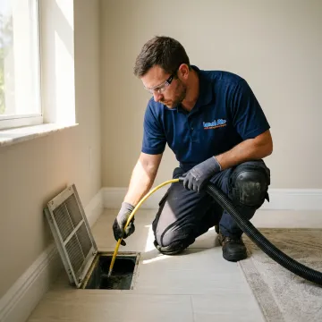 Air duct cleaning equipment in use