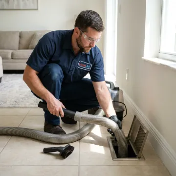 Air duct cleaning equipment in use
