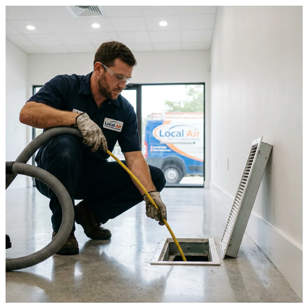 Air duct cleaning equipment in use