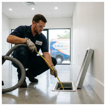 Air duct cleaning equipment in use