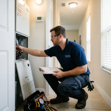 HVAC technician performing a home tune-up