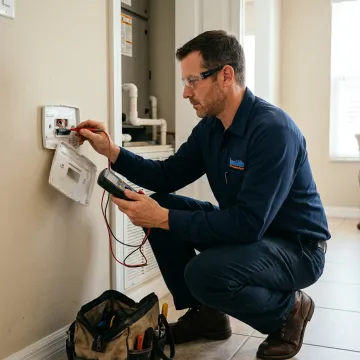 HVAC technician checking AC system performance