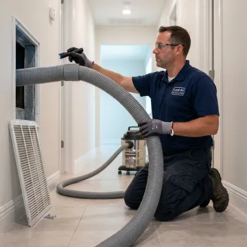 Air duct cleaning equipment in use