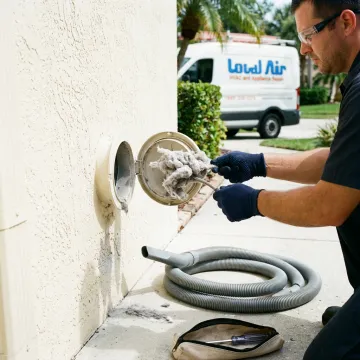 Dryer vent cleaning process outside a home