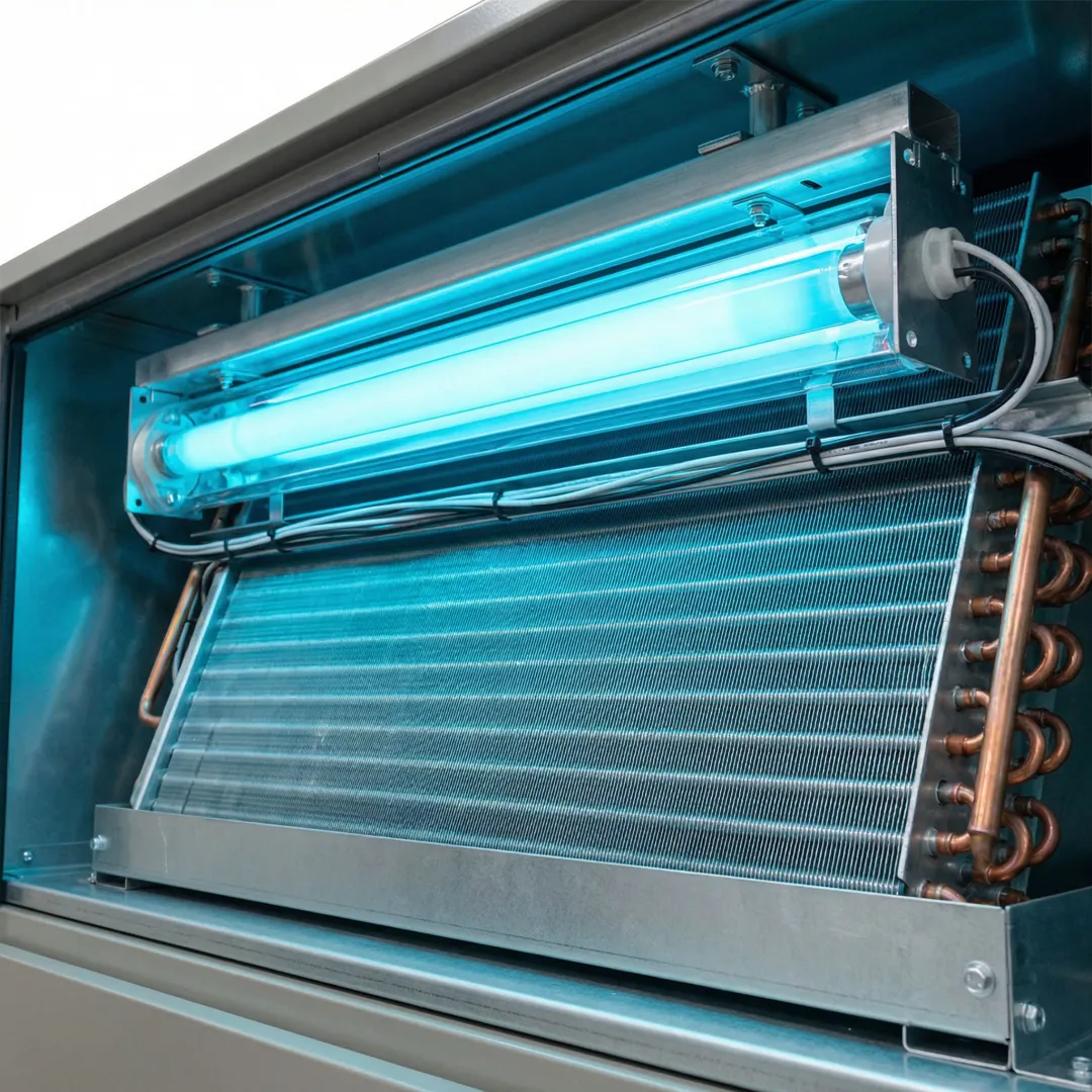 UV light system installed in residential HVAC air handler