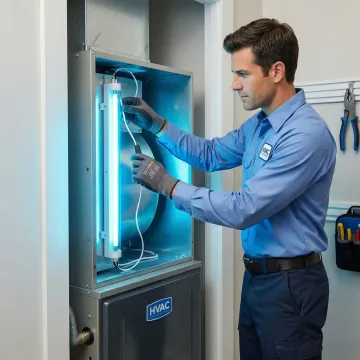 UV sanitizing light installed inside an air conditioning unit in Loxahatchee home