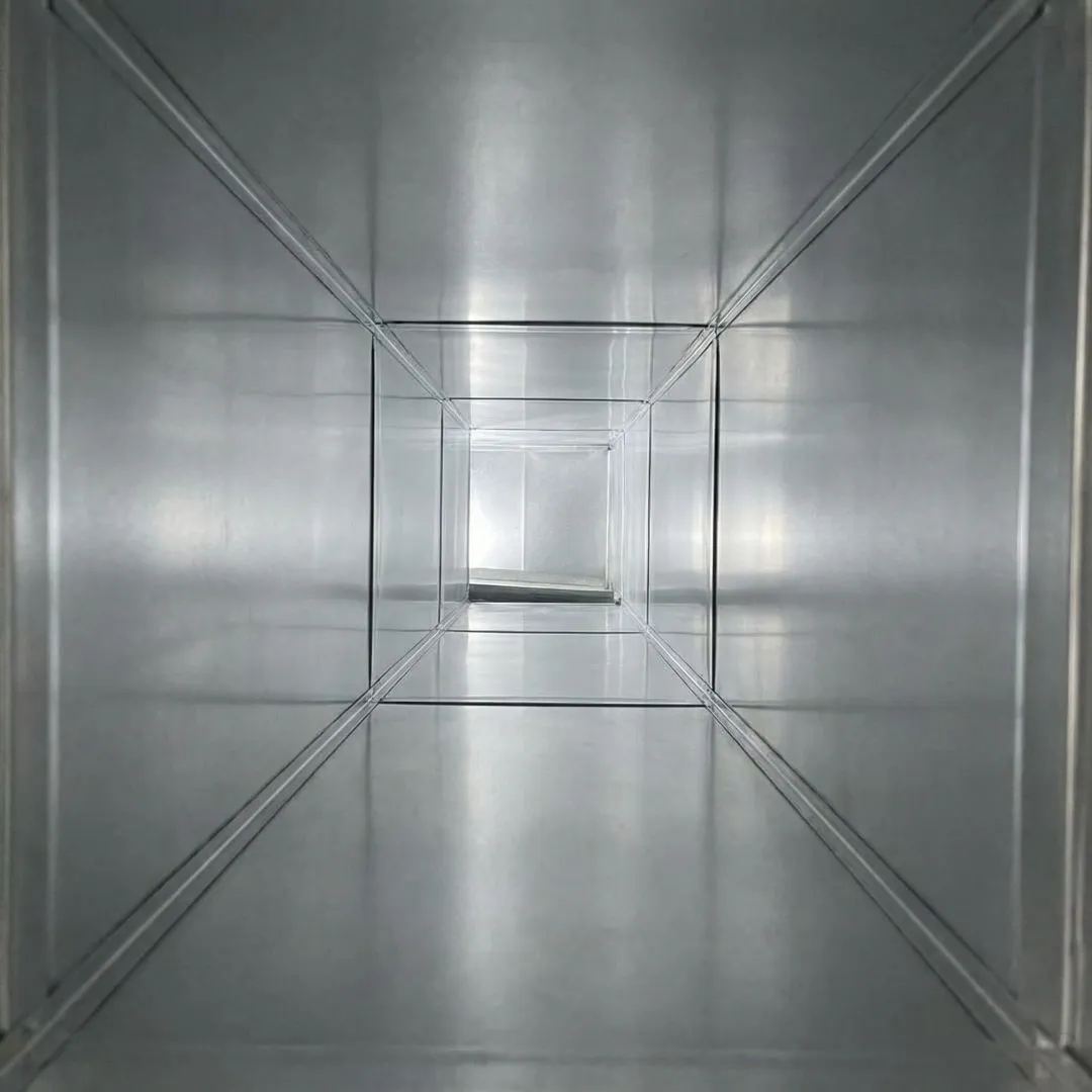 Clean air duct interior after professional duct cleaning service