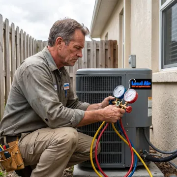 HVAC technician checking AC system performance
