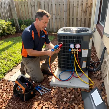 AC technician testing a residential cooling system