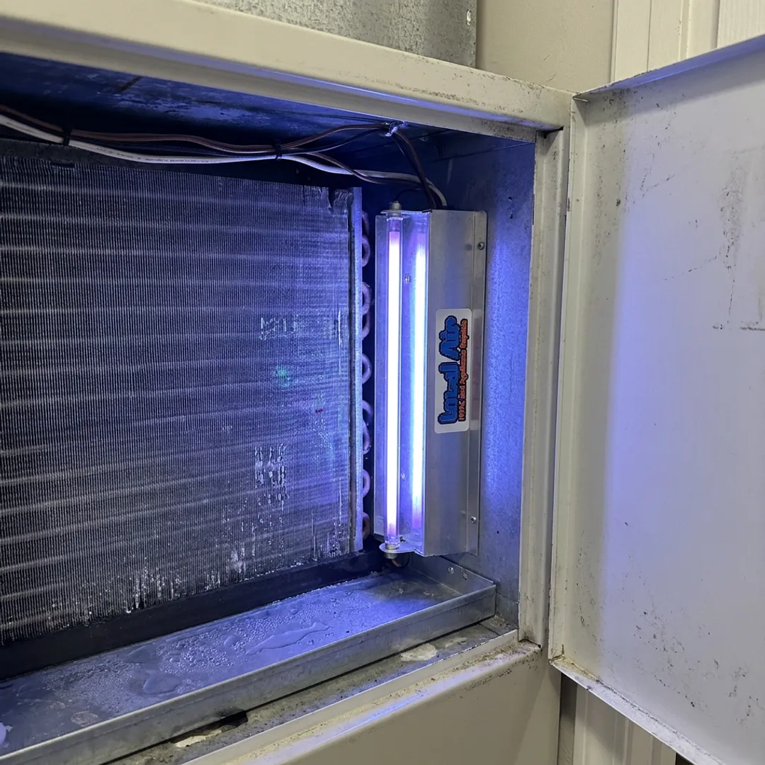 UV lamp installed near HVAC evaporator coil