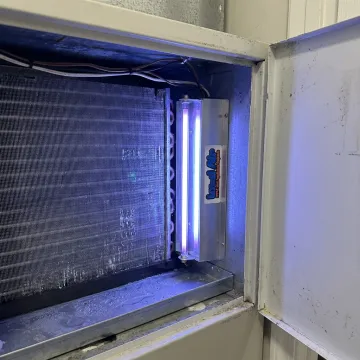 UV lamp installed near HVAC evaporator coil