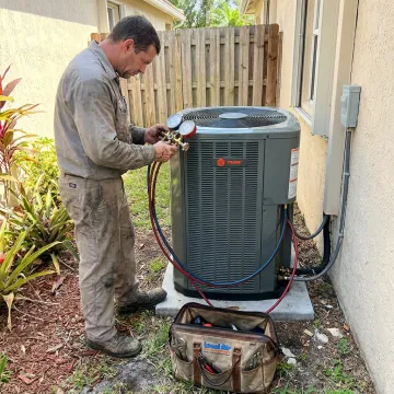 Home AC repair service in progress