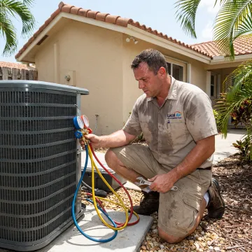 HVAC technician checking an AC system