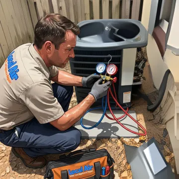HVAC technician checking AC performance