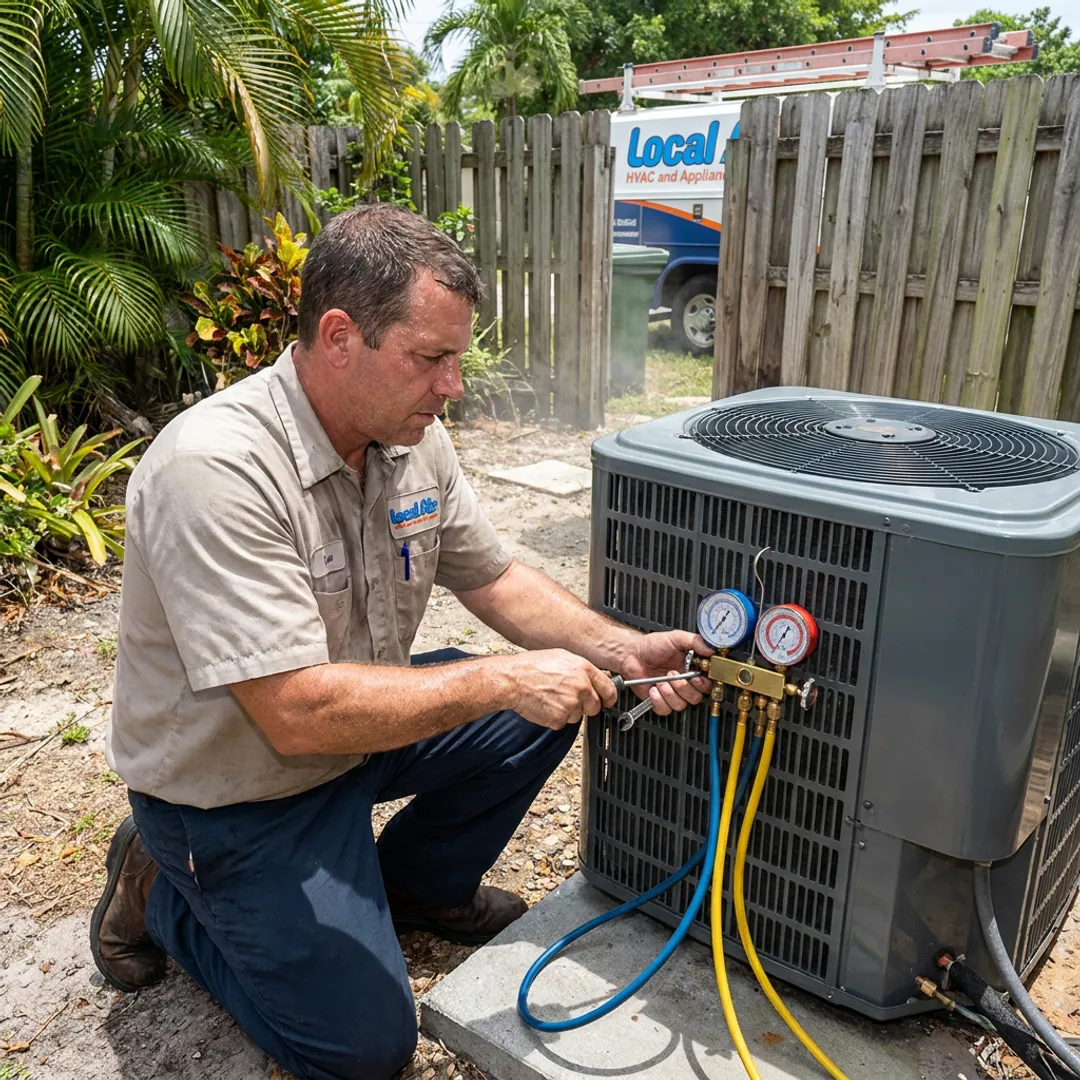 Technician inspecting an HVAC system
