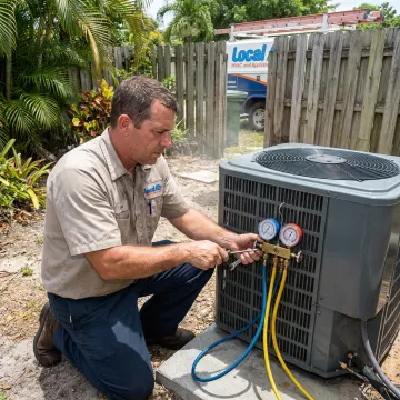 Technician inspecting an HVAC system