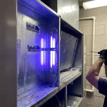UV light installed in HVAC air handler