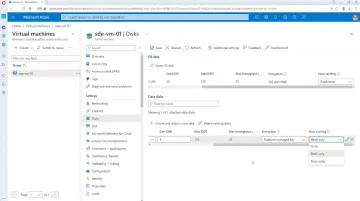 Azure portal disk attachment interface showing Ultra Disk configuration settings