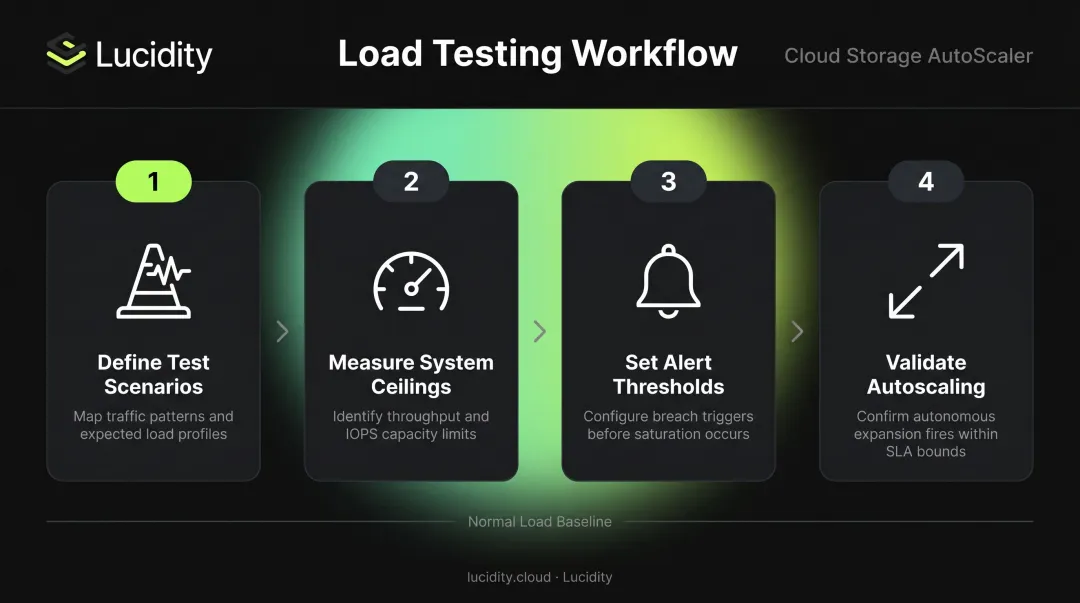 4-step Azure load testing workflow for capacity planning and threshold validation