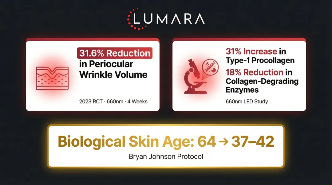 Red light therapy skin anti-aging clinical research statistics and collagen improvement data
