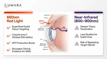 Red light therapy dry eye protocol: periorbital placement, eye protection requirement, session frequency, and complementary practices