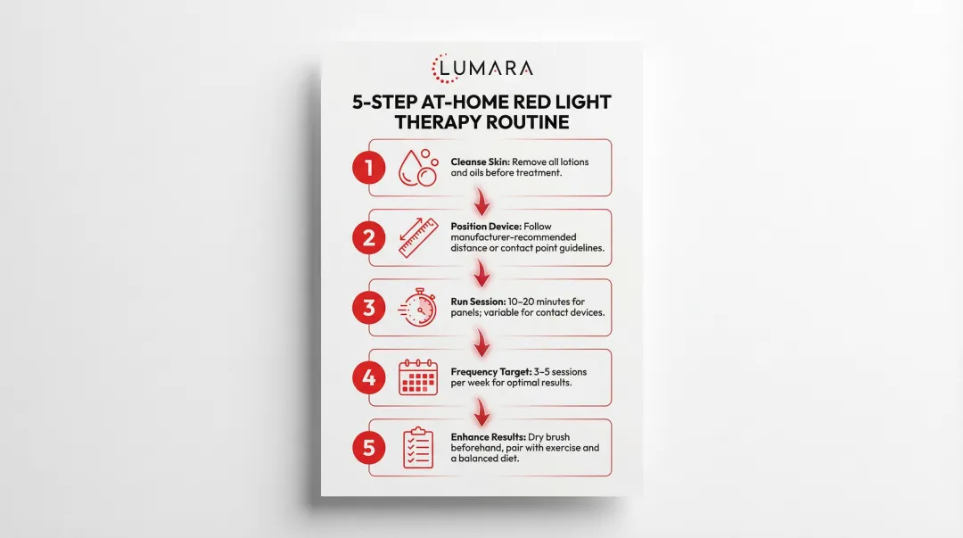 Step-by-step red light therapy at-home cellulite treatment session protocol