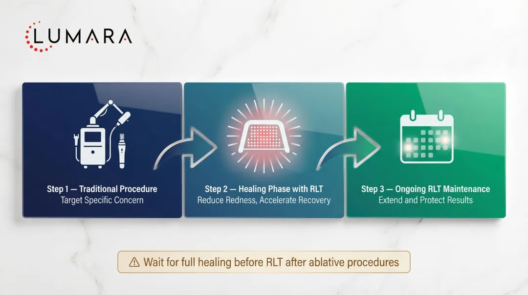 Red light therapy and traditional treatment combination strategy three-step integration workflow