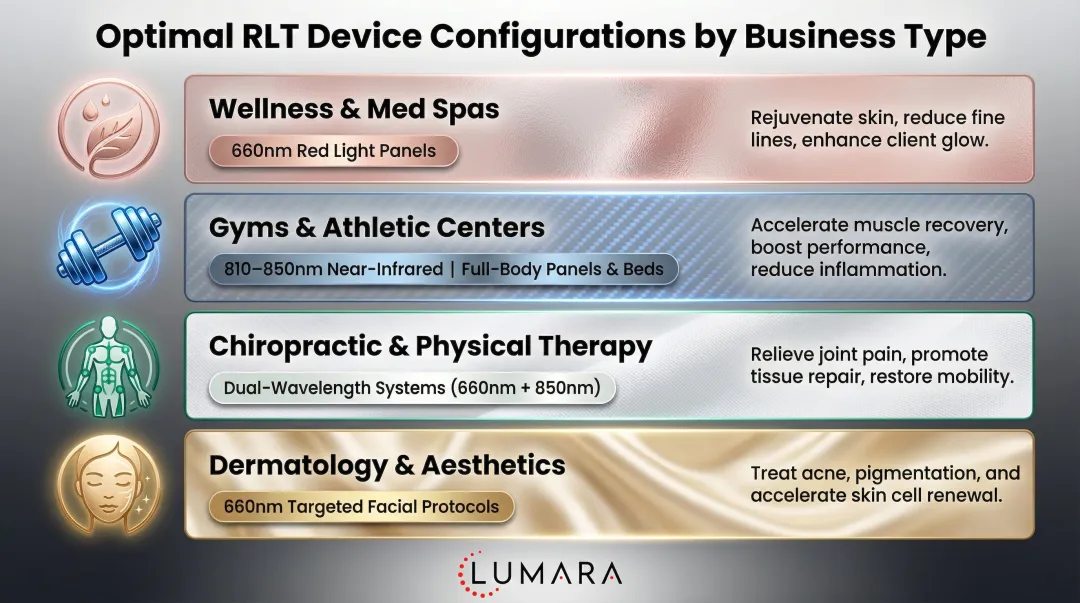 Best-fit business types for commercial red light therapy device investment by wavelength