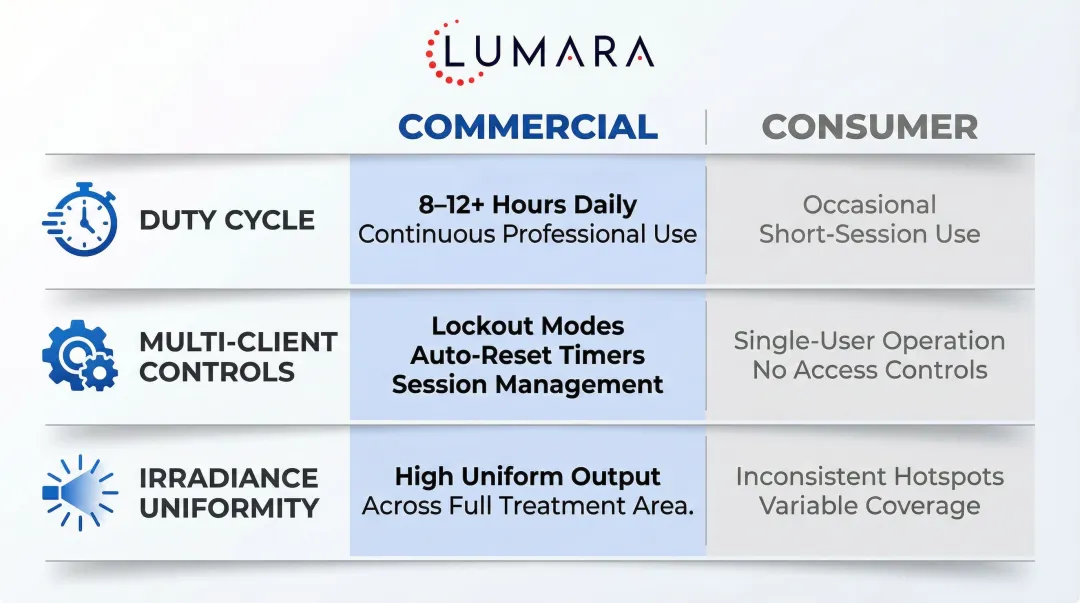 Three key differences between commercial and consumer red light therapy devices