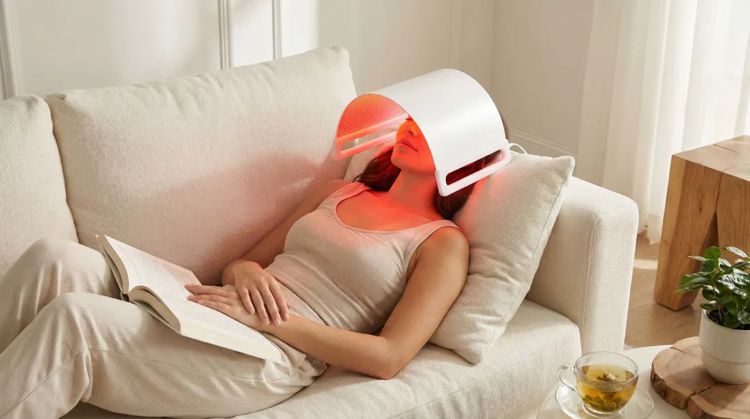 Lumara Systems 660nm red light therapy panel in home skincare setting