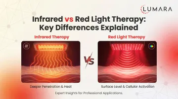 Light spectrum diagram: red light visible range versus near-infrared and far-infrared invisible ranges and penetration depths