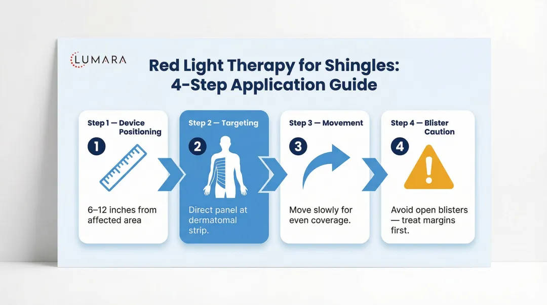 4-step red light therapy application guide for shingles treatment at home