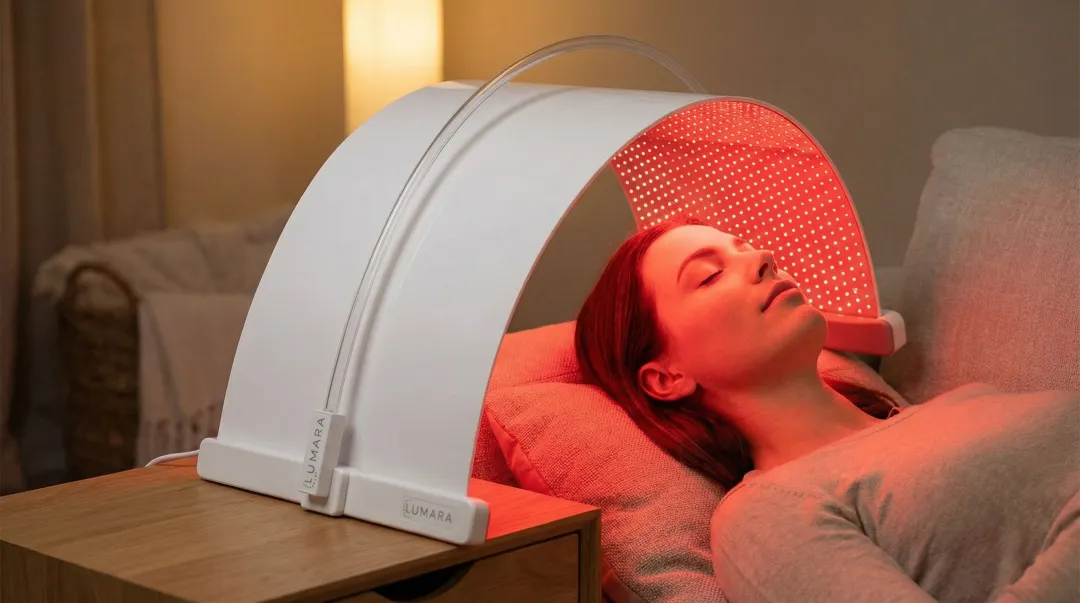 Lumara Systems red light therapy panel in use delivering 660nm wavelength treatment