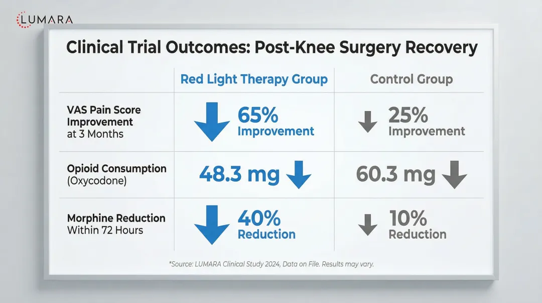 Red light therapy versus control group pain and opioid reduction clinical trial results