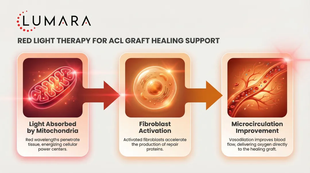 Red light therapy collagen synthesis and tissue healing mechanisms in ACL graft recovery