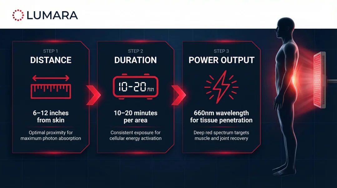 Red light therapy sciatica treatment protocol distance duration and power settings