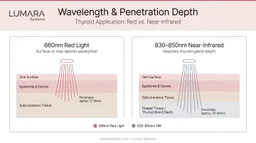 Wavelength penetration depth for thyroid application: 660nm red light versus 830-850nm near-infrared