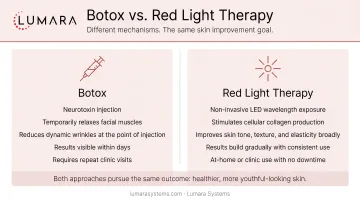 Botox versus red light therapy: different mechanisms, same overall skin improvement goal