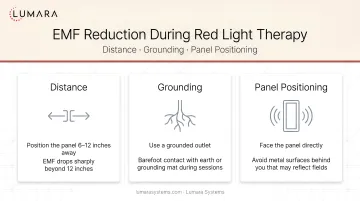 Practical EMF reduction guide for red light therapy sessions: distance, grounding, and panel positioning