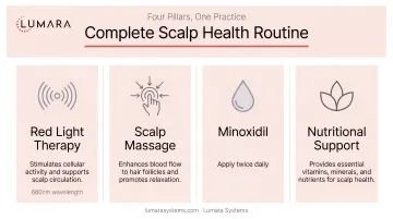 Combining red light therapy with scalp massage, minoxidil, and nutritional support for a complete scalp health routine