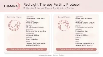 Red light therapy fertility protocol timing: follicular phase and luteal phase application guide