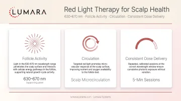 How red light therapy at 630-670nm supports scalp health: follicle activity, circulation, and consistent dose delivery