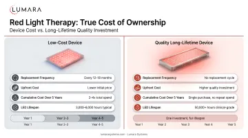 Red light therapy panel total cost of ownership: device cost plus replacement frequency versus long-lifetime quality investment