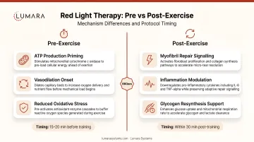 Pre-exercise versus post-exercise red light therapy for muscle recovery: mechanism differences and protocol timing