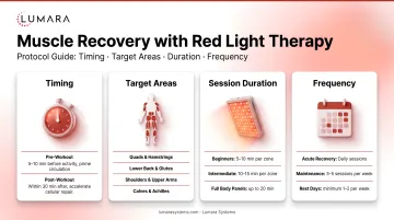 Red light therapy muscle recovery protocol: timing, target areas, session duration, and frequency